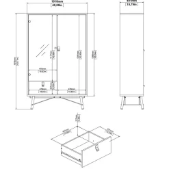 Vitrinekasten< Vitrinekast Denver Zwart / Walnoot - 102x162x40 cm