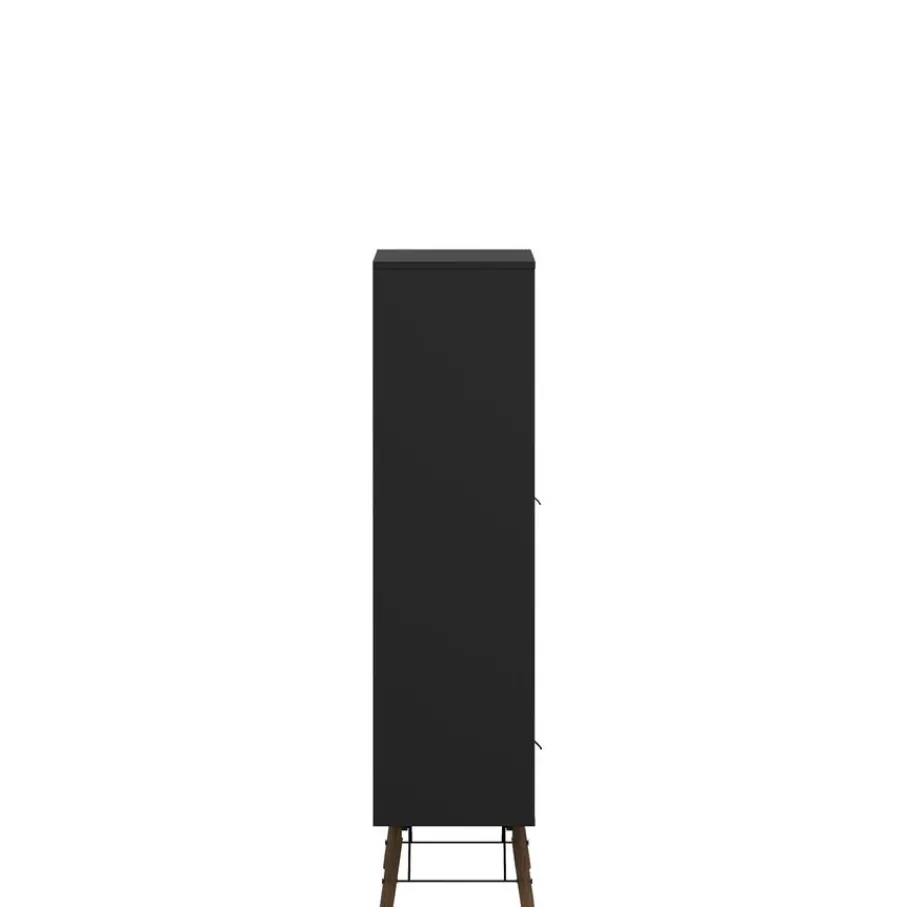 Vitrinekasten< Vitrinekast Denver Zwart / Walnoot - 102x162x40 cm