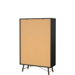 Vitrinekasten< Vitrinekast Denver Zwart / Walnoot - 102x162x40 cm