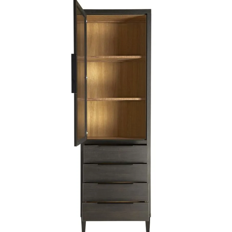 Vitrinekasten< Vitrinekast Zwanenburg Zwart - 67x212x48 cm