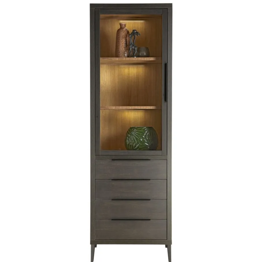 Vitrinekasten< Vitrinekast Zwanenburg Zwart - 67x212x48 cm