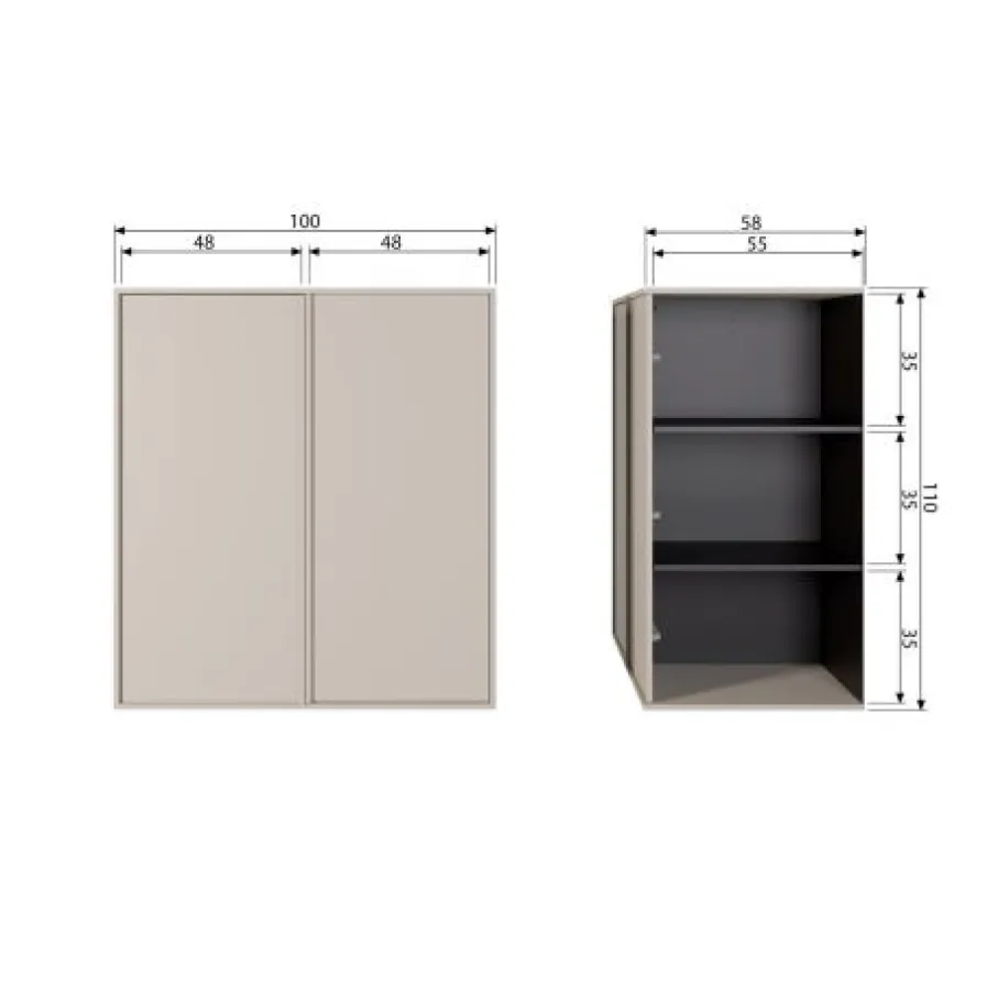 Kledingkasten<VTwonen Kast Daily Greige - 100x110x58 cm