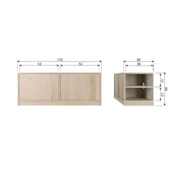 Wandkasten<VTwonen Onderkast Modulair Naturel - 110x44x40 cm