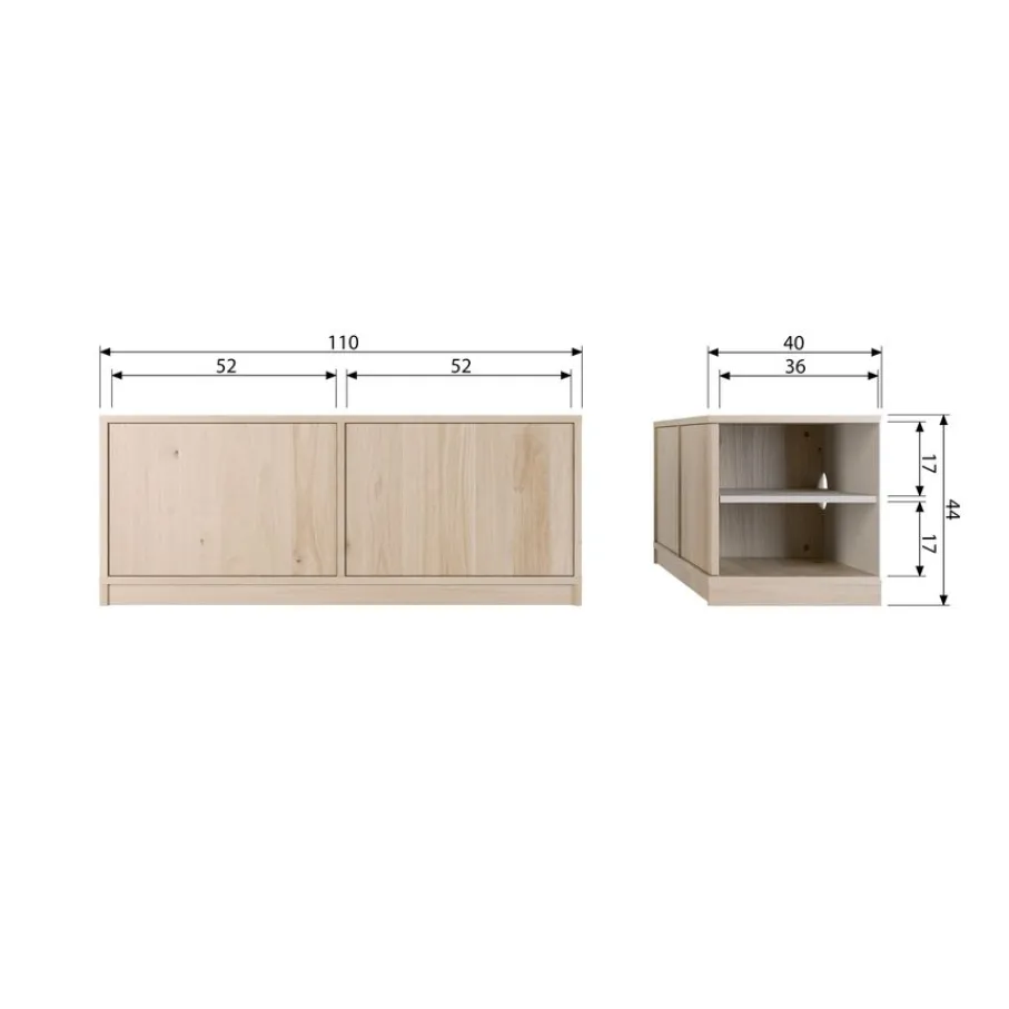Wandkasten<VTwonen Onderkast Modulair Naturel - 110x44x40 cm