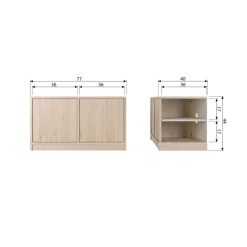 Wandkasten<VTwonen Onderkast Modulair Naturel - 77x44x40 cm