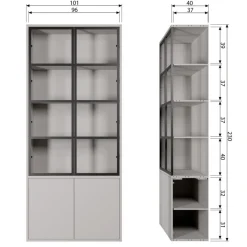 Vitrinekasten<VTwonen Vitrinekast Basic Mist - 101x230x40 cm