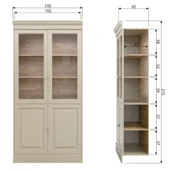 Vitrinekasten<VTwonen Vitrinekast Chow Greige - 105x215x40 cm