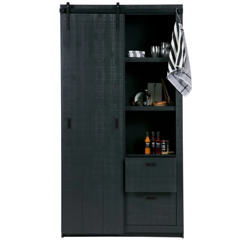 Wandkasten<VTwonen Wandkast Barn Zwart - 122x230x37 cm