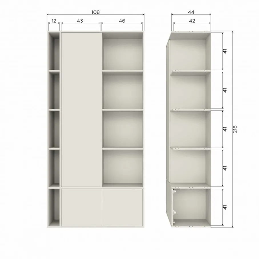 Wandkasten<VTwonen Wandkast Settle Down Dust - 108x218x44 cm