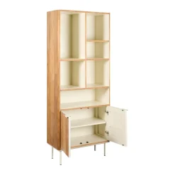 Wandkasten< Wandkast Doble Naturel / Crème - 85x210x40 cm