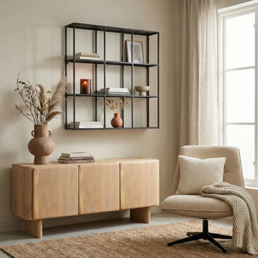 Wandrekken & Planken|Wandrekken< Wandrek Branco Zwart - 105x105 cm
