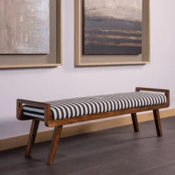 Poefs & Krukjes|Eetkamerbanken<WOOOD Bank Valo Zwart / Wit - 157x43 cm