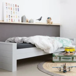 Eenpersoonsbedden<WOOOD Bed Dennis Grijs - 90x200 cm