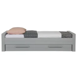 Eenpersoonsbedden<WOOOD Bed Dennis Grijs - 90x200 cm