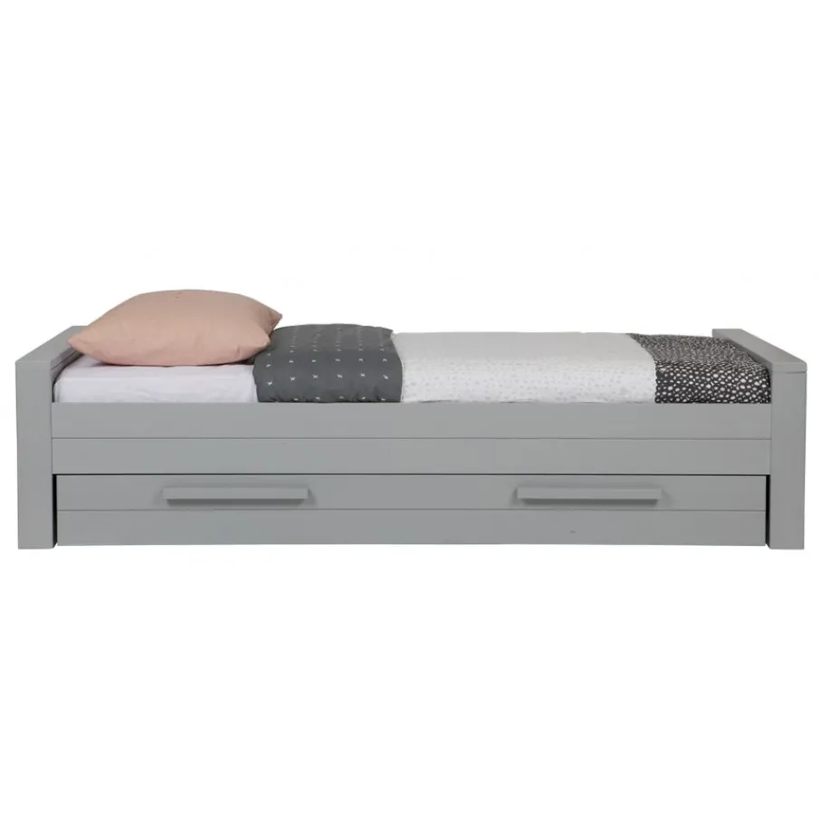 Eenpersoonsbedden<WOOOD Bed Dennis Grijs - 90x200 cm