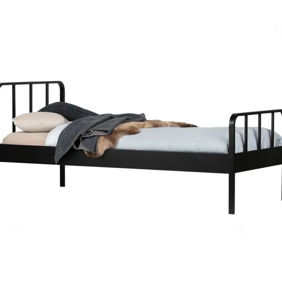 Eenpersoonsbedden<WOOOD Bed Mees Zwart - 90x200 cm