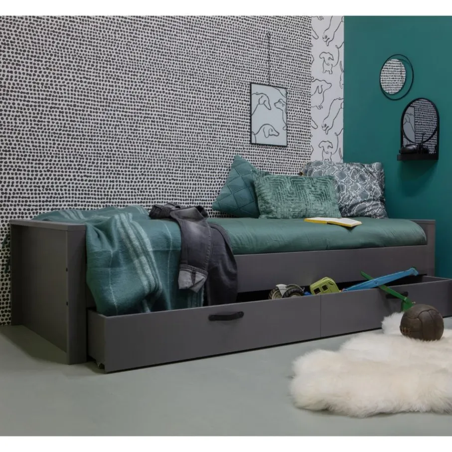 Eenpersoonsbedden<WOOOD Bed Morris Leem - 90x200 cm