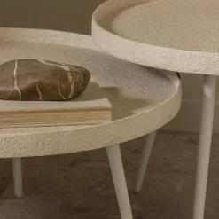 Salontafels<WOOOD Bijzettafel Bounds Beige - Ø 74 cm