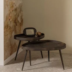 Bijzettafels<WOOOD Bijzettafel Crude Brons - set 2 stuks