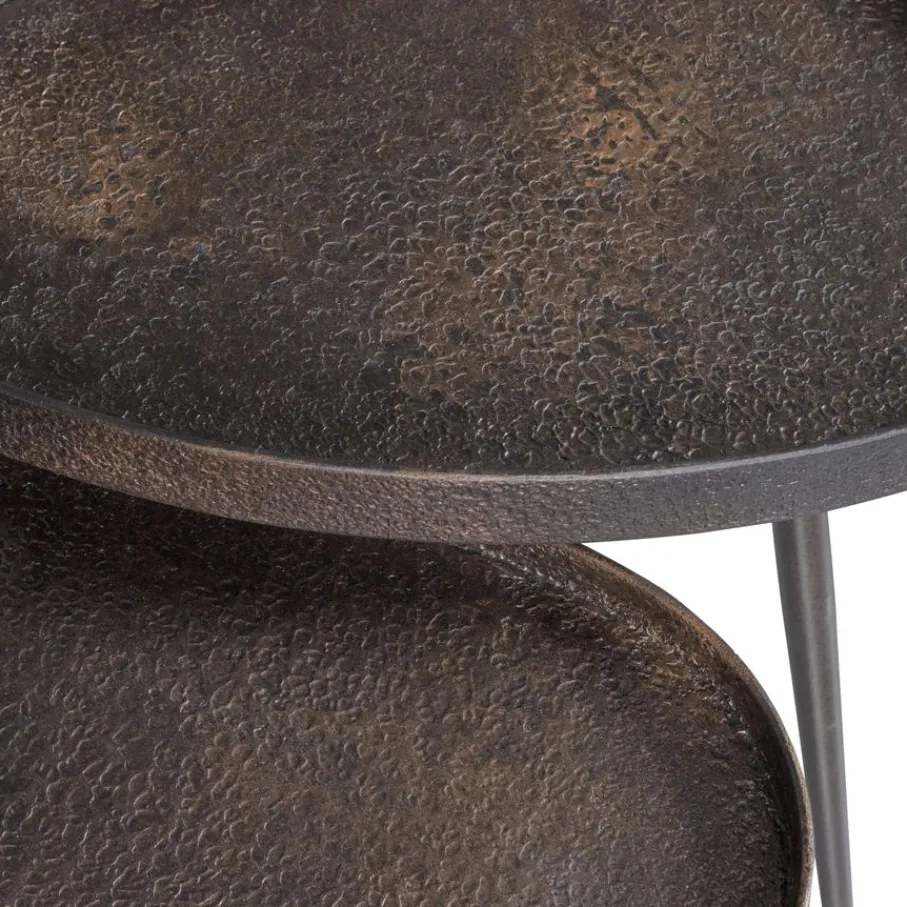 Bijzettafels<WOOOD Bijzettafel Crude Brons - set 2 stuks