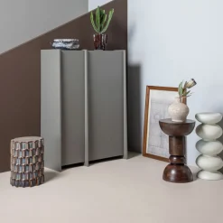 Bijzettafels<WOOOD Bijzettafel Emel Donkerbruin - Ø 46 cm