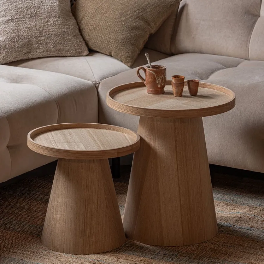 Bijzettafels<WOOOD Bijzettafel Maud Naturel - Ø 45 cm
