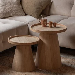 Bijzettafels<WOOOD Bijzettafel Maud Naturel - Ø 39 cm