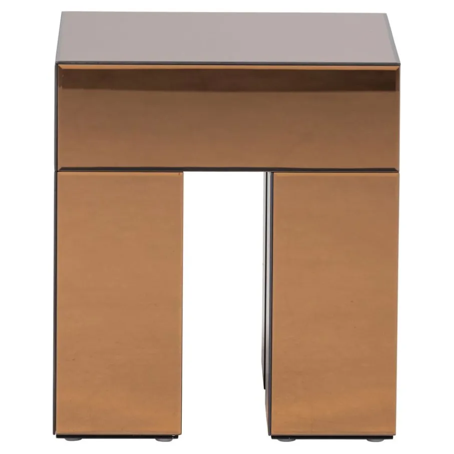 Bijzettafels<WOOOD Bijzettafel Mirrox Bruin - 45x45 cm