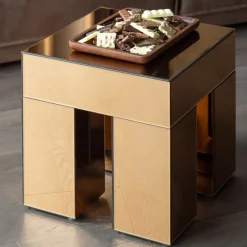 Bijzettafels<WOOOD Bijzettafel Mirrox Bruin - 45x45 cm