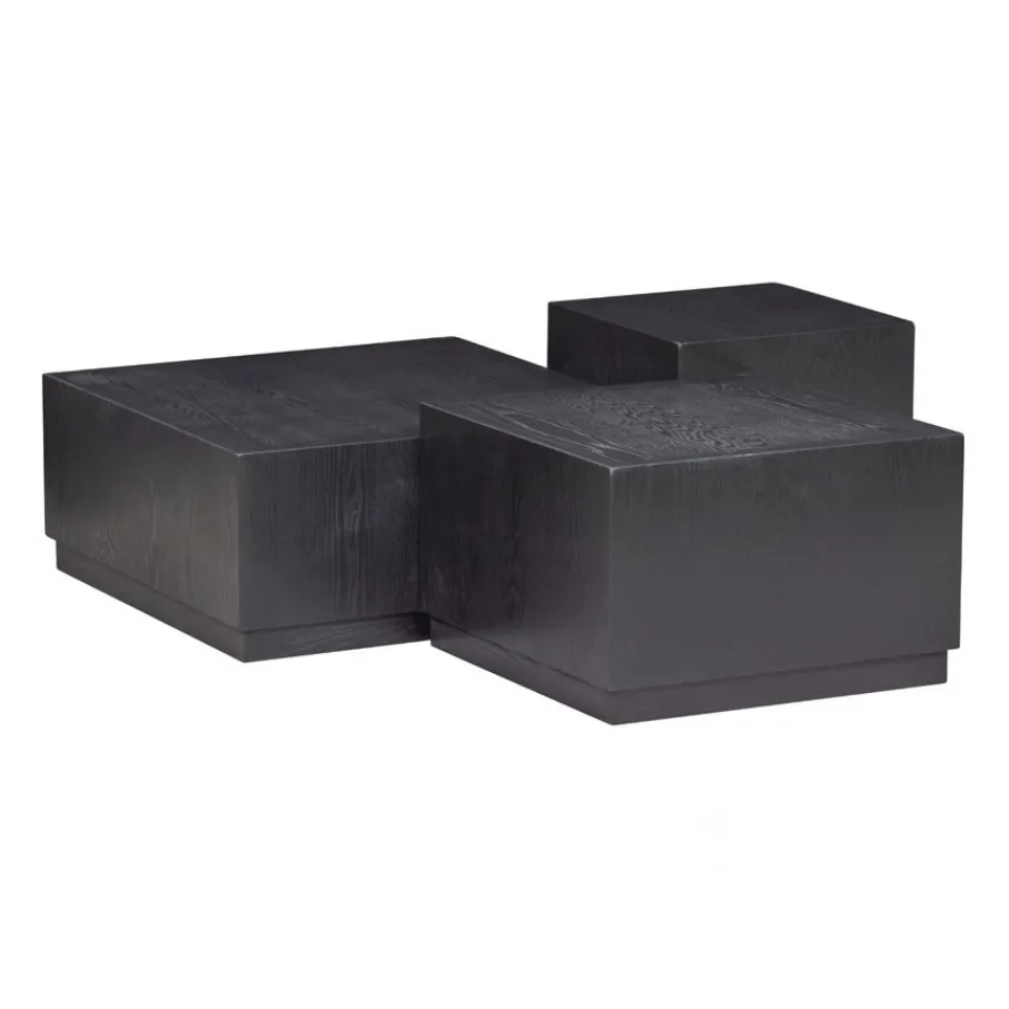 Bijzettafels<WOOOD Bijzettafel Pim Zwart - set 3 stuks