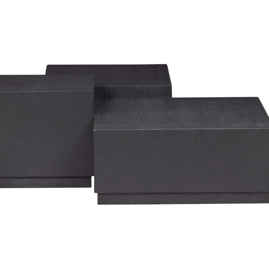 Bijzettafels<WOOOD Bijzettafel Pim Zwart - set 3 stuks