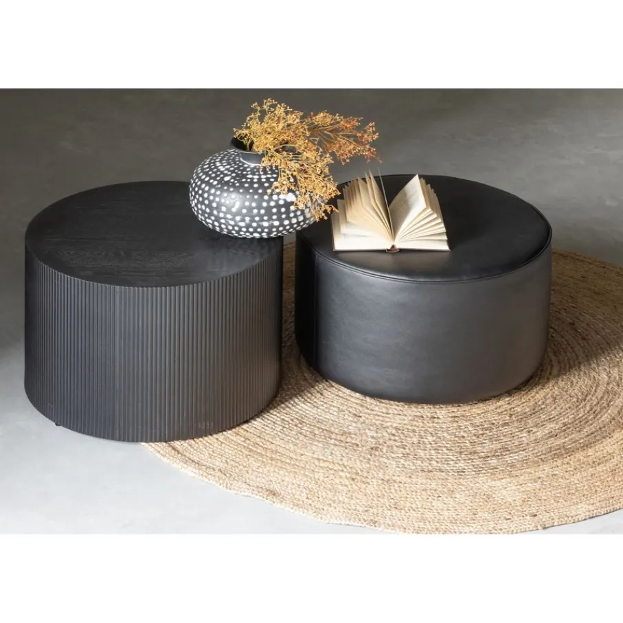 Bijzettafels<WOOOD Bijzettafel Sanne Zwart - Ø 60 cm
