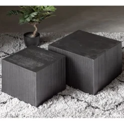 Bijzettafels<WOOOD Bijzettafel Sanne Zwart - set 2 stuks