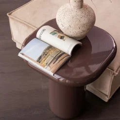 Bijzettafels<WOOOD Bijzettafel Zava Donkerbruin - Ø 50 cm