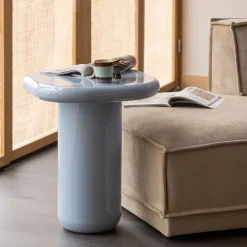 Bijzettafels<WOOOD Bijzettafel Zava Lichtblauw - Ø 50 cm