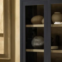 Buffetkasten|Vitrinekasten<WOOOD Buffetkast Gunnar Zwart - 120x217x48 cm