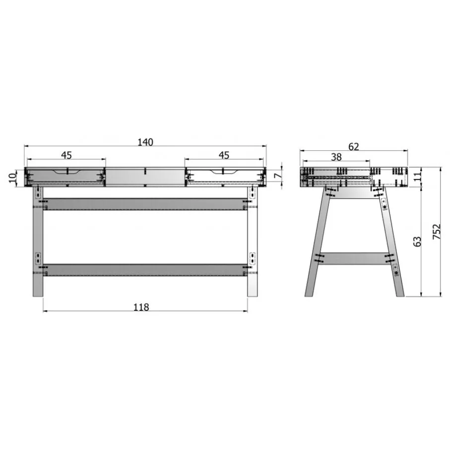 Bureaus<WOOOD Bureau Nikki Wit - 140x75x62 cm