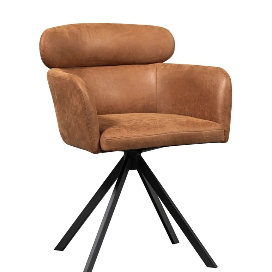 Eetkamerstoelen<WOOOD Draaibare Eetkamerstoel Fenne Cognac