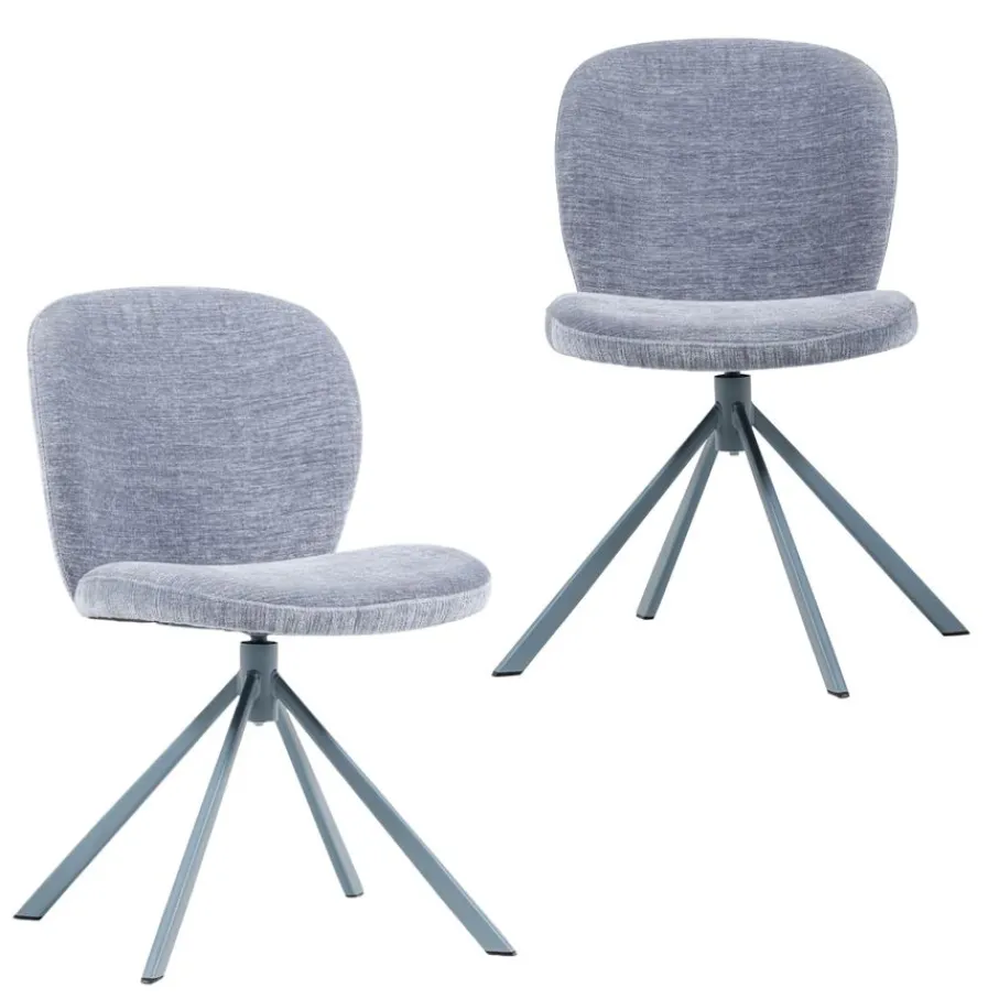 Eetkamerstoelen<WOOOD Draaibare Eetkamerstoel Femke Blauw