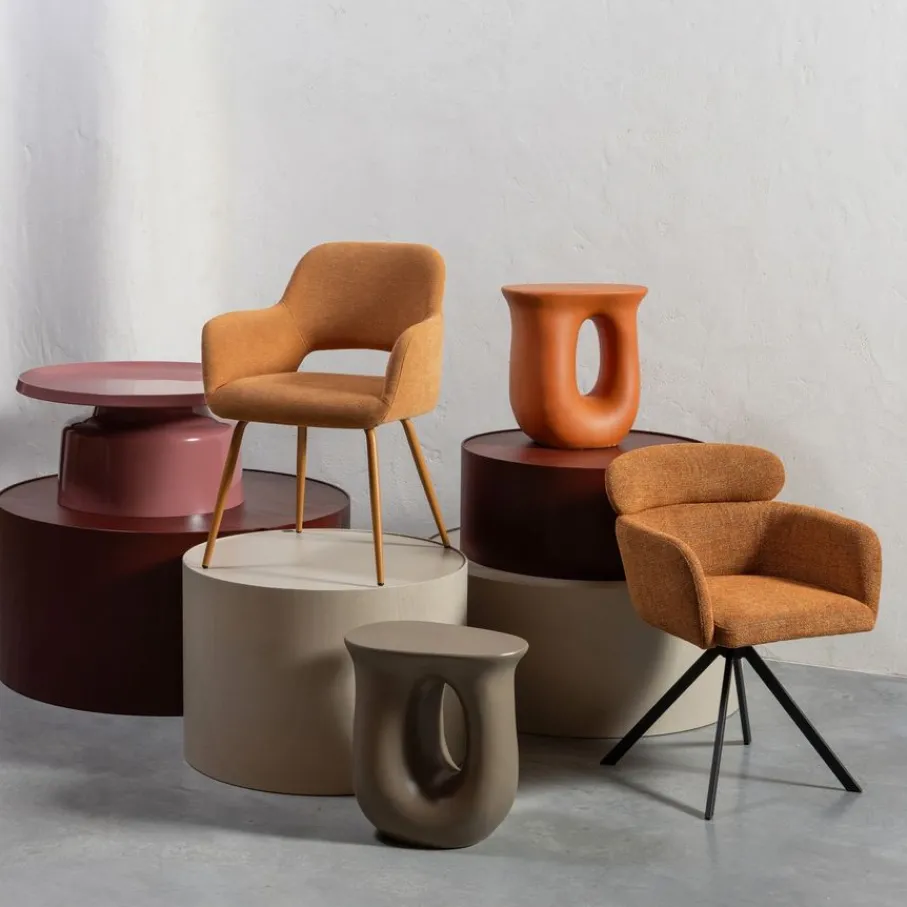 Eetkamerstoelen<WOOOD Draaibare Eetkamerstoel Fenne Oranje
