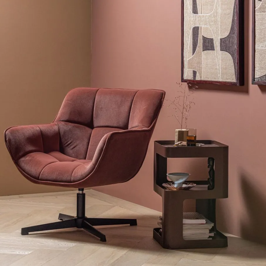 Fauteuils<WOOOD Draaifauteuil Wibo RoodBruin