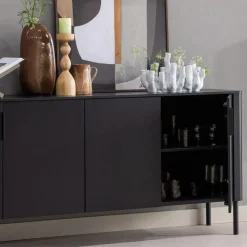 Dressoirs<WOOOD Dressoir Gunnar Zwart - 201x85x44 cm