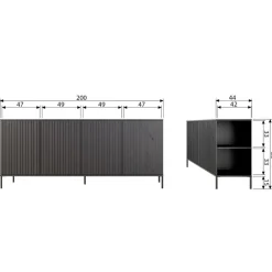 Dressoirs<WOOOD Dressoir New Gravure Bruin - 200x85x46 cm