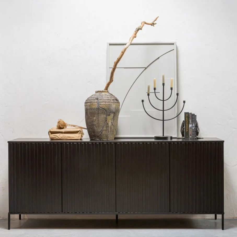 Dressoirs<WOOOD Dressoir New Gravure Zwart - 200x85x46 cm