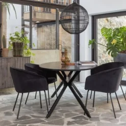 Eettafels<WOOOD Eettafel Bruno Zwart - 220x100 cm