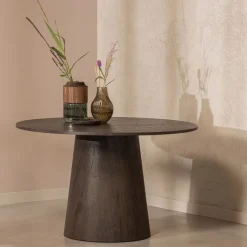 Eettafels<WOOOD Eettafel Maan Donkerbruin - Ø 120 cm