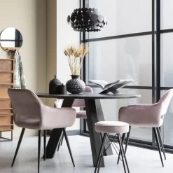 Eettafels<WOOOD Eettafel Rhonda Zwart - Ø 129 cm