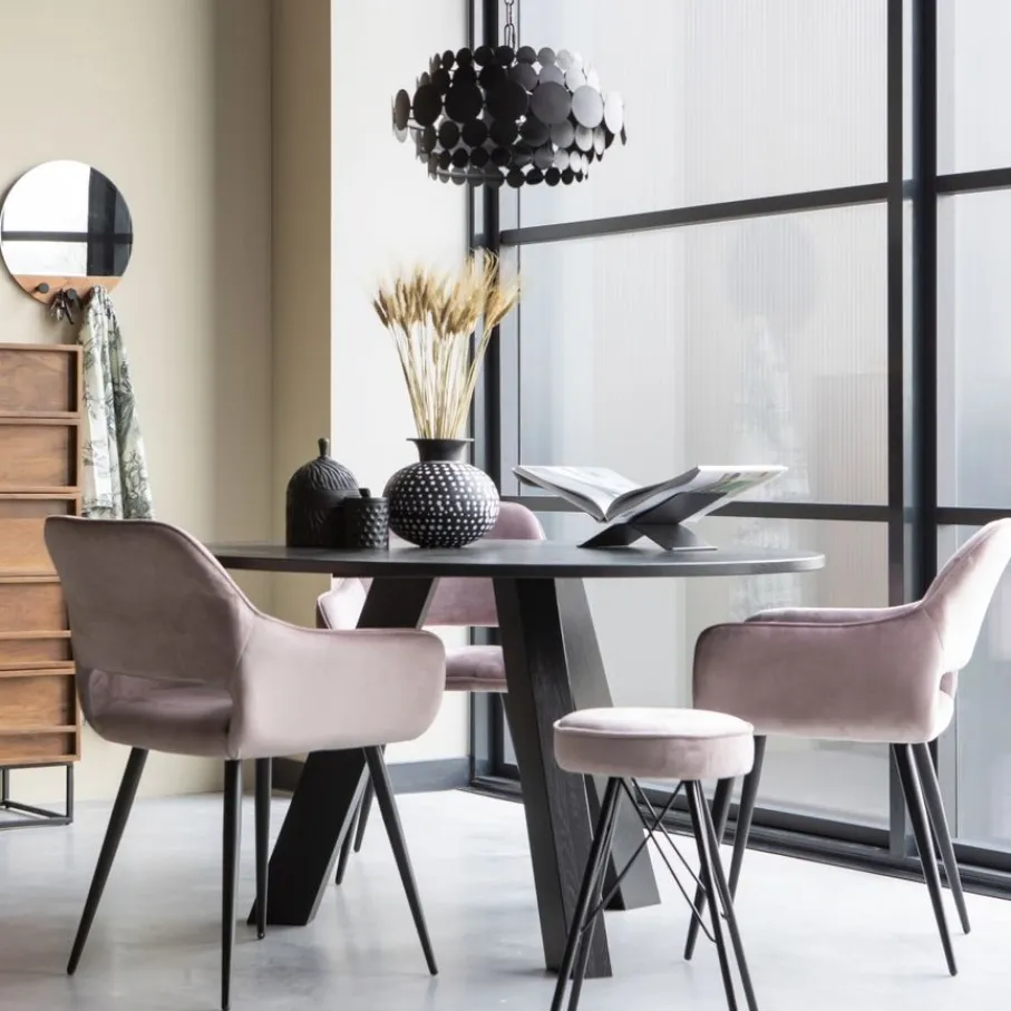 Eettafels<WOOOD Eettafel Rhonda Zwart - Ø 129 cm