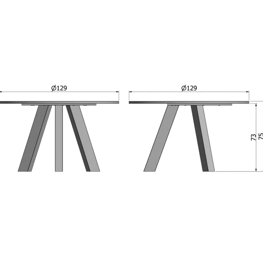 Eettafels<WOOOD Eettafel Rhonda Zwart - Ø 129 cm