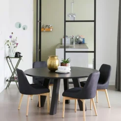 Eettafels<WOOOD Eettafel Rhonda Zwart - Ø 150 cm